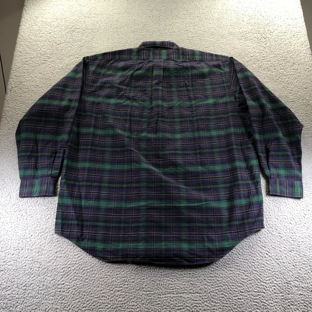 Vtg Polo Ralph Lauren Shirt Mens XL Green Big Oxford Blackwatch OCDB Tartan